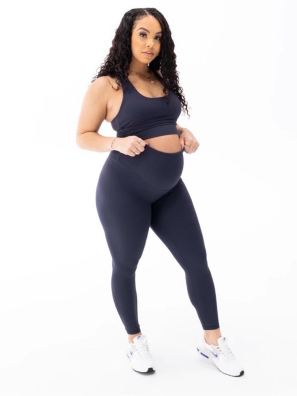 P’tula Maternity High-Waist Leggings (bundle of 2) — Navy, Small - Picture 2 of 7